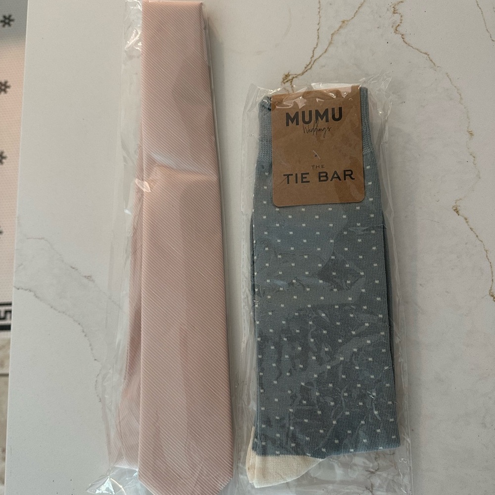 BHLDN Blush Pink Tie & Gray Polka Dot Socks Duo